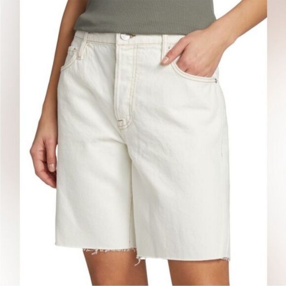 Frame Denim Le Slouch Bermuda Jean Shorts Ecru Size 27 - Picture 12 of 13